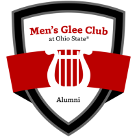 Shield shaped crest with "Men's Glee Club Alumni" text