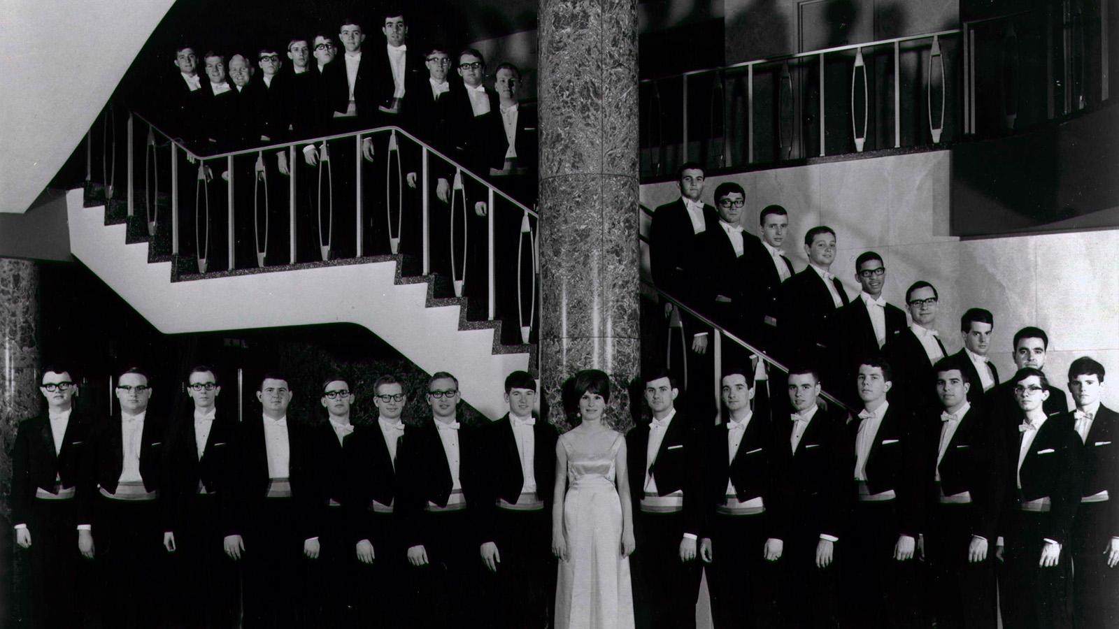 Men's Glee Club on Mershon Auditorium steps 1966