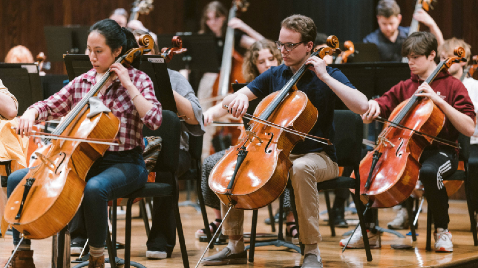 Symphony Orchestra cellos rehearsal